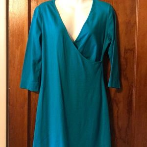 Express Blue Cotton Dress Large 3/4 Sleeve